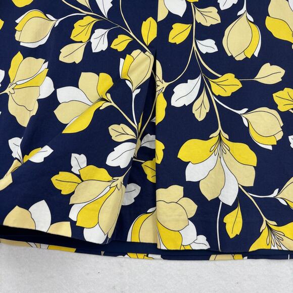 Talbots Skirt Size 14 Petite Blue Yellow Floral A Line Cotton Stretch Lined - Picture 5 of 10